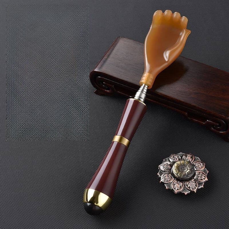 Telescopic Back Scratcher Stainless Steel Extendable Resin Head Body Massager