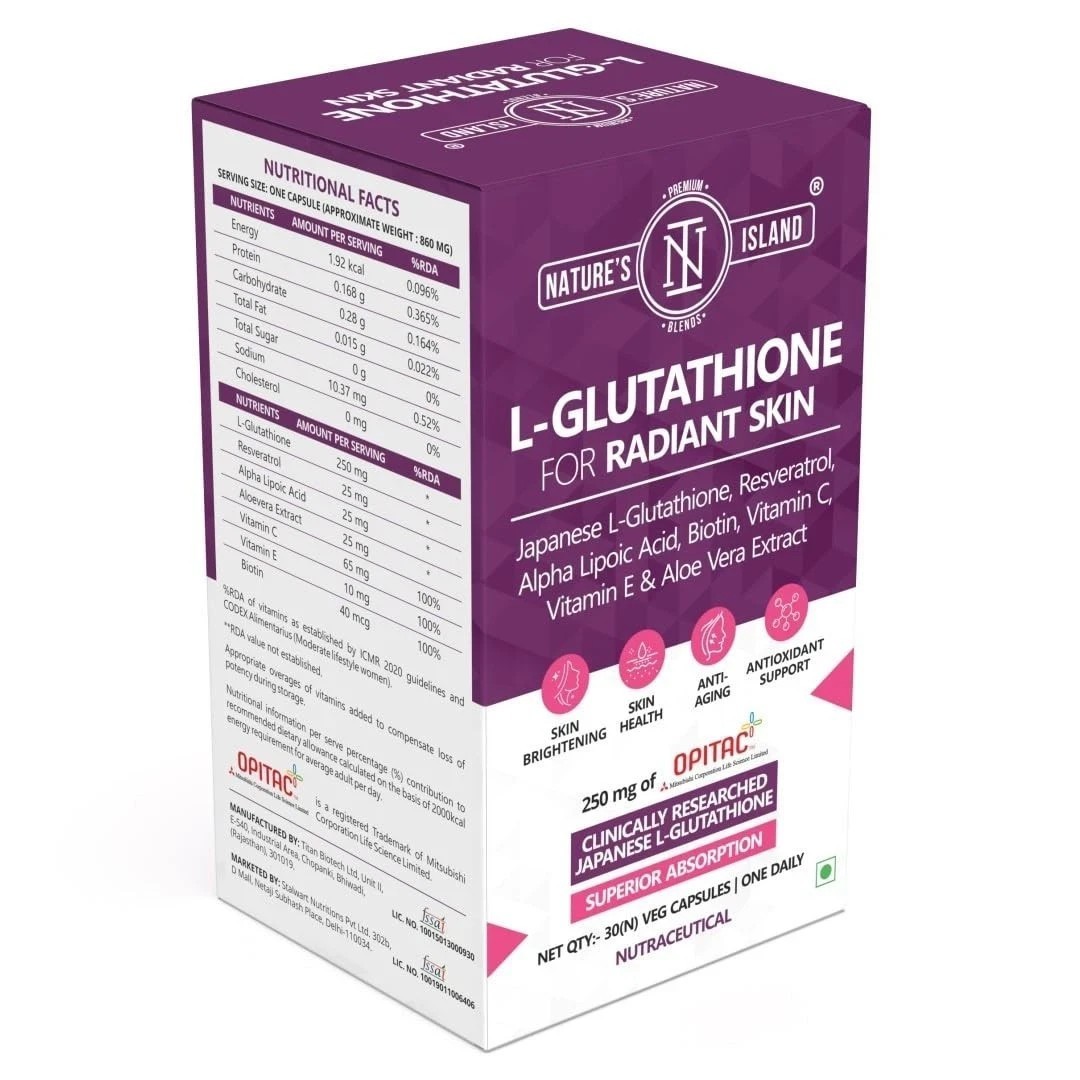 Nature’s Island Japanese Glutathione 500mg with Vitamin C & E (30 Veg Capsules)