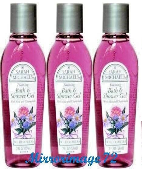 (LOT OF 3) SARAH MICHAELS WILDFLOWERS FOAMING BATH & SHOWER GEL 2 0z.Travel Size