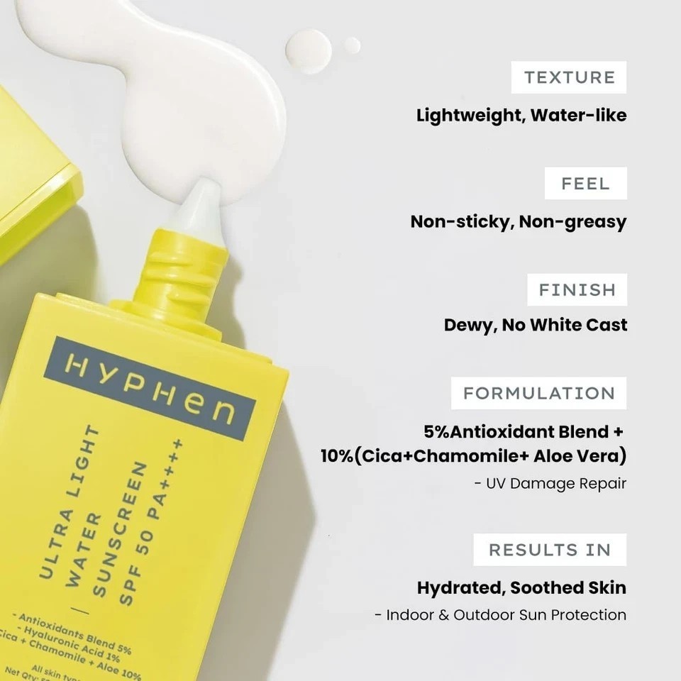 Hyphen Ultra Light Water Sunscreen Spf 50 For All Skin Types 50ml