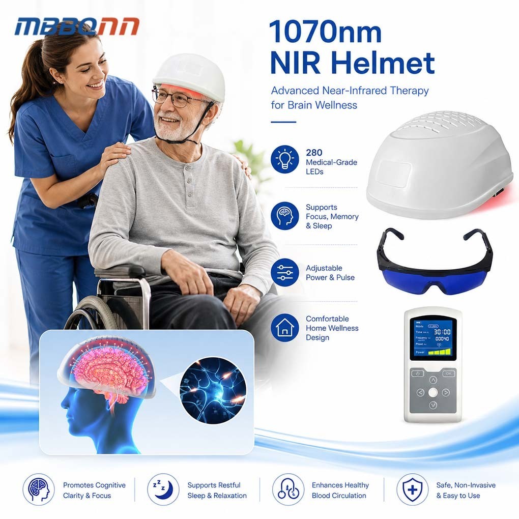 1070nm Near Infrared Helmet 280 LEDs for Cognitive Memory Focus Sleep Support