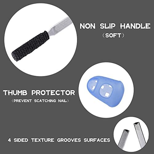 2Pcs Stainless Steel Metal Toenail File for Thick Nails, 7″ | 4-Sided Grit