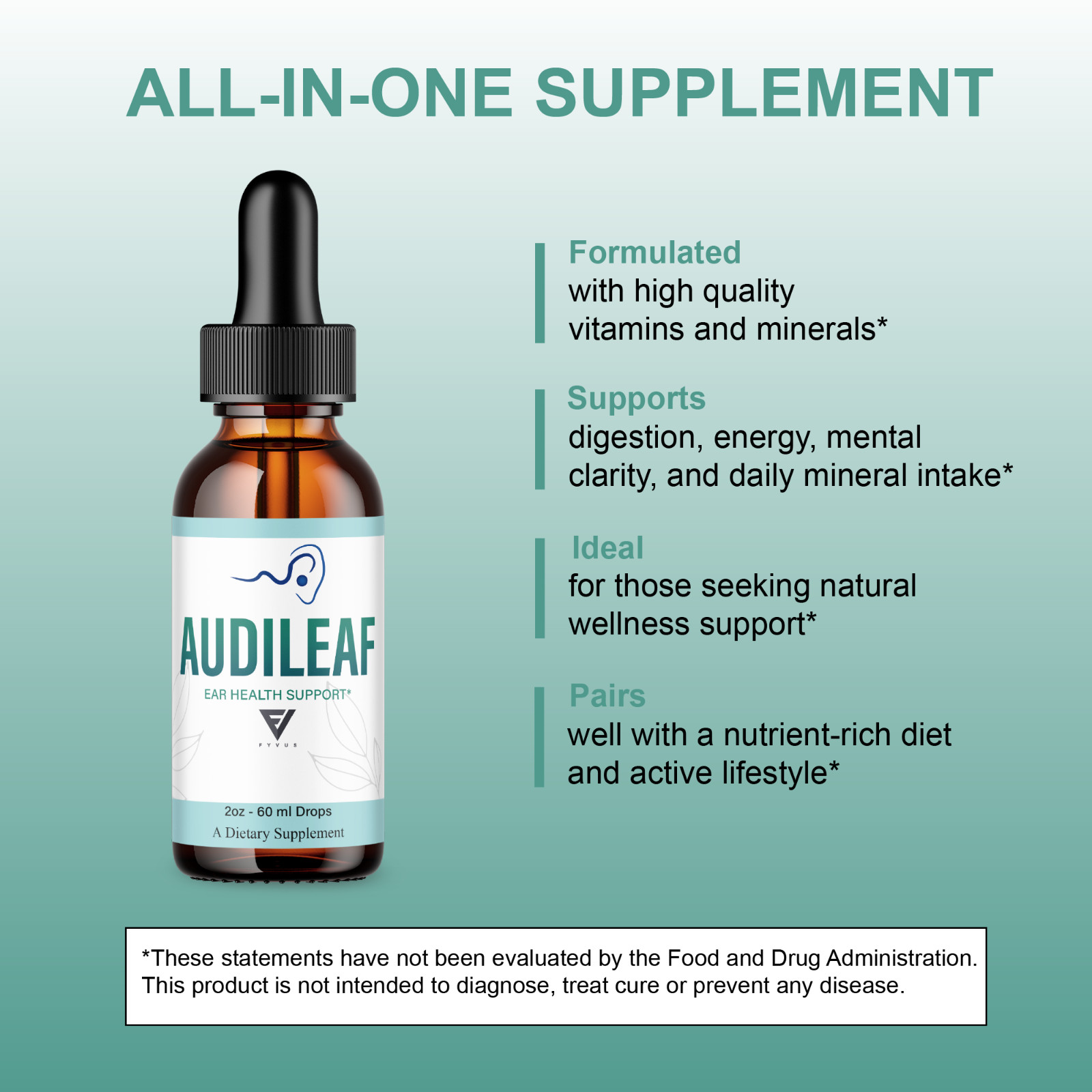 (3 Pack) Audileaf Drops, Audileaf Tinnitus Support Liquid Supplement (6oz)