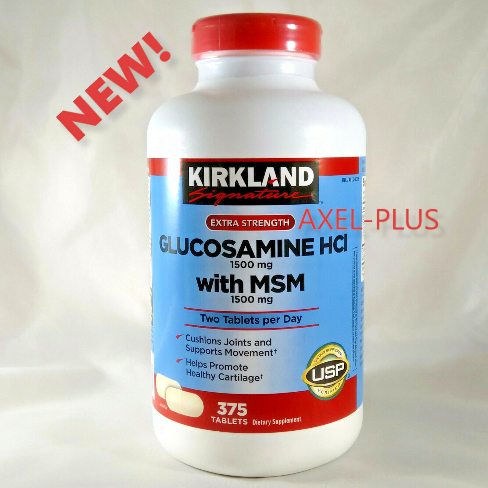 Kirkland Signature Extra Strength Glucosamine HCI 1500mg with MSM 375 Tablets