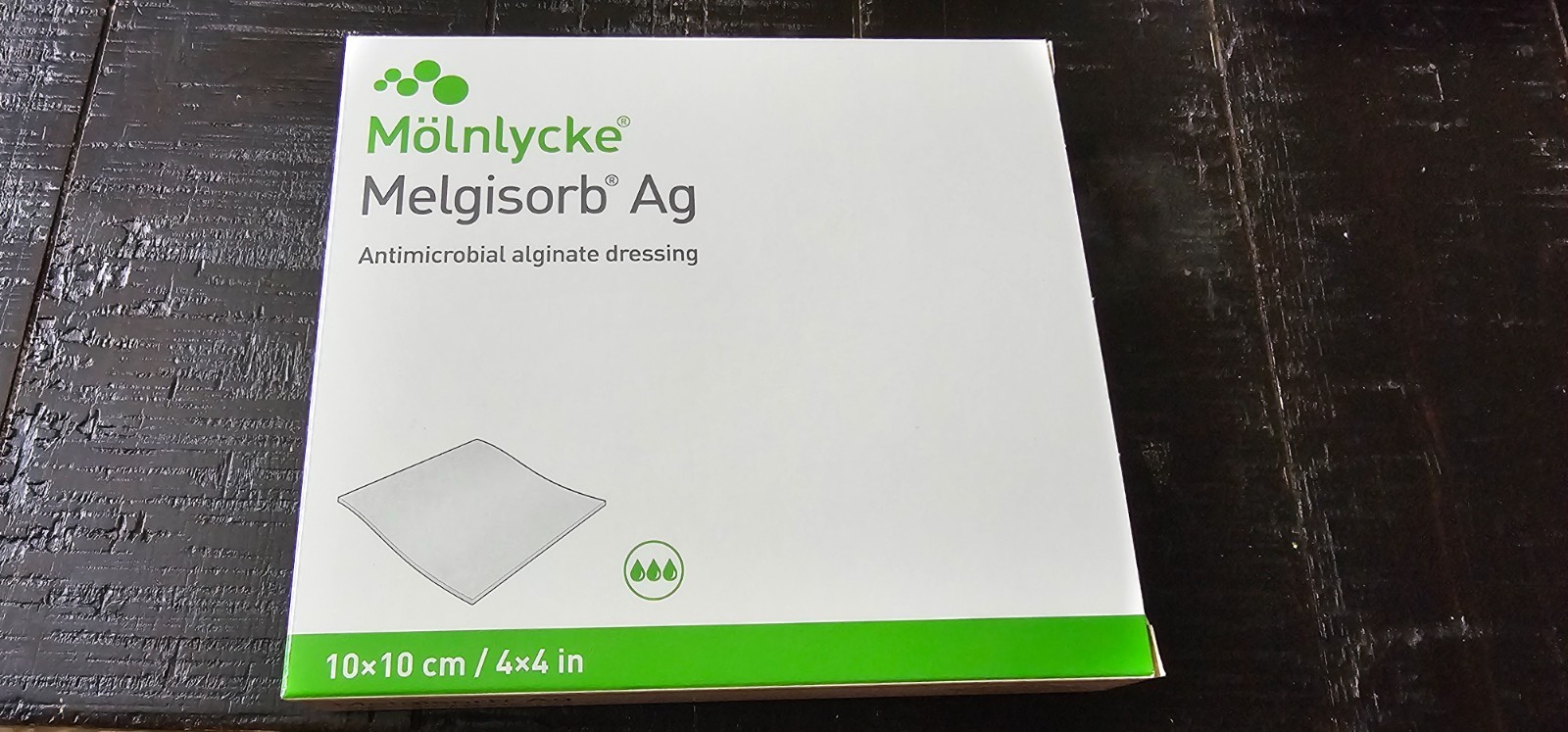 Molnlycke 255100 Melgisorb Ag Antimicrobial te Dressing 4″x 4″ – 10/BX Exp 10/28