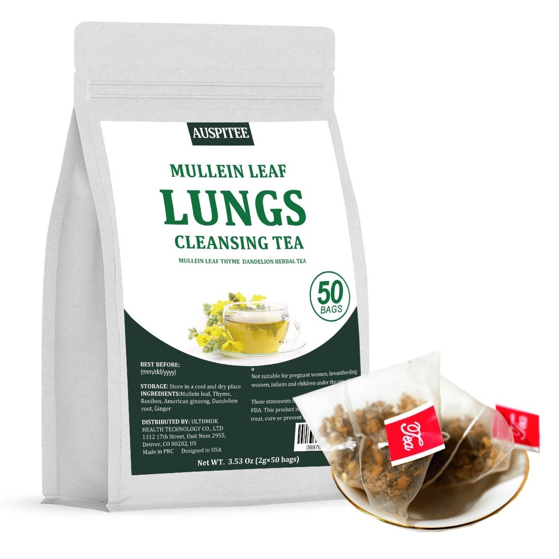 Mullein Ginseng Dandelion Root Herbal Tea No Additives Daily Blend