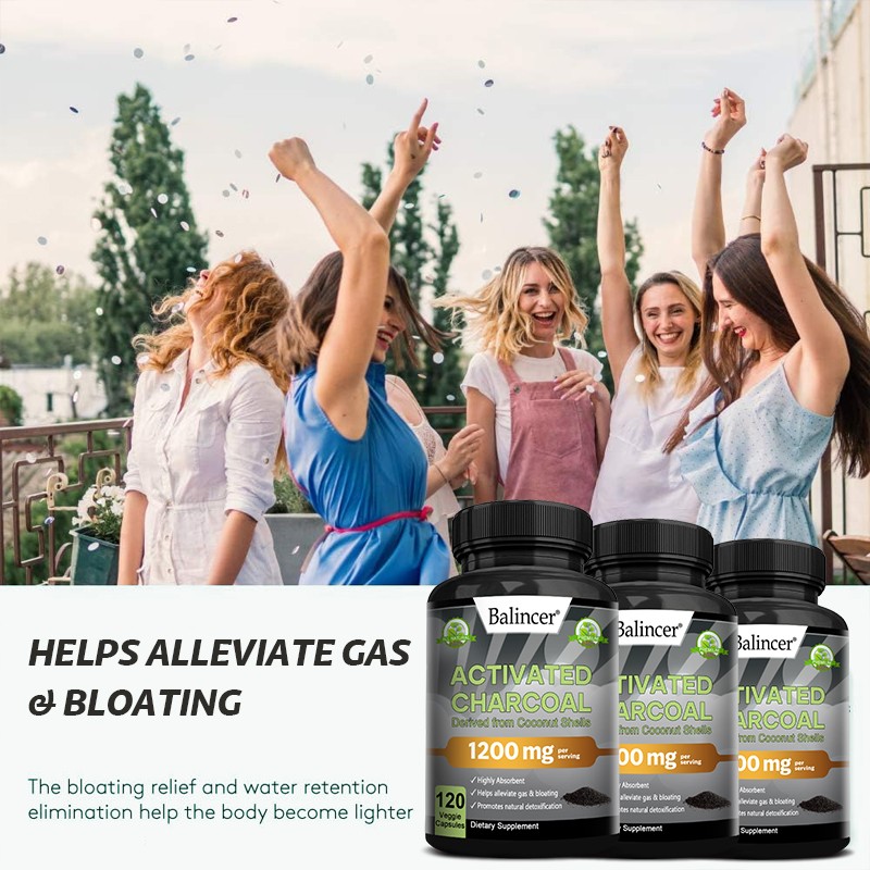 Activated Charcoal 1200mg Caps-Helps Alleviate Gas Bloating 120 ct High Quality