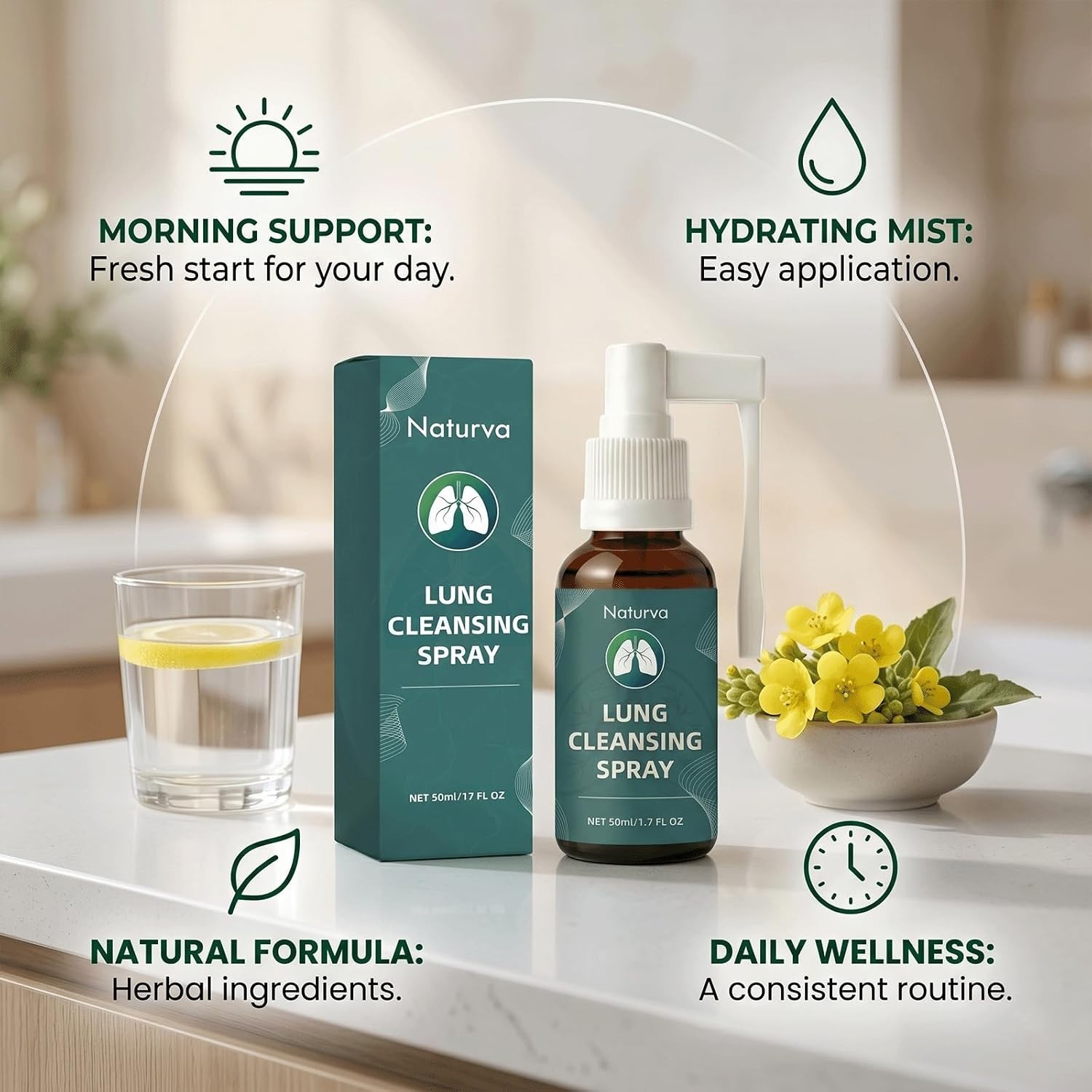 Naturva Lung Cleansing Spray,Calendula Leaf Extract (Pack of 2), 2pcs
