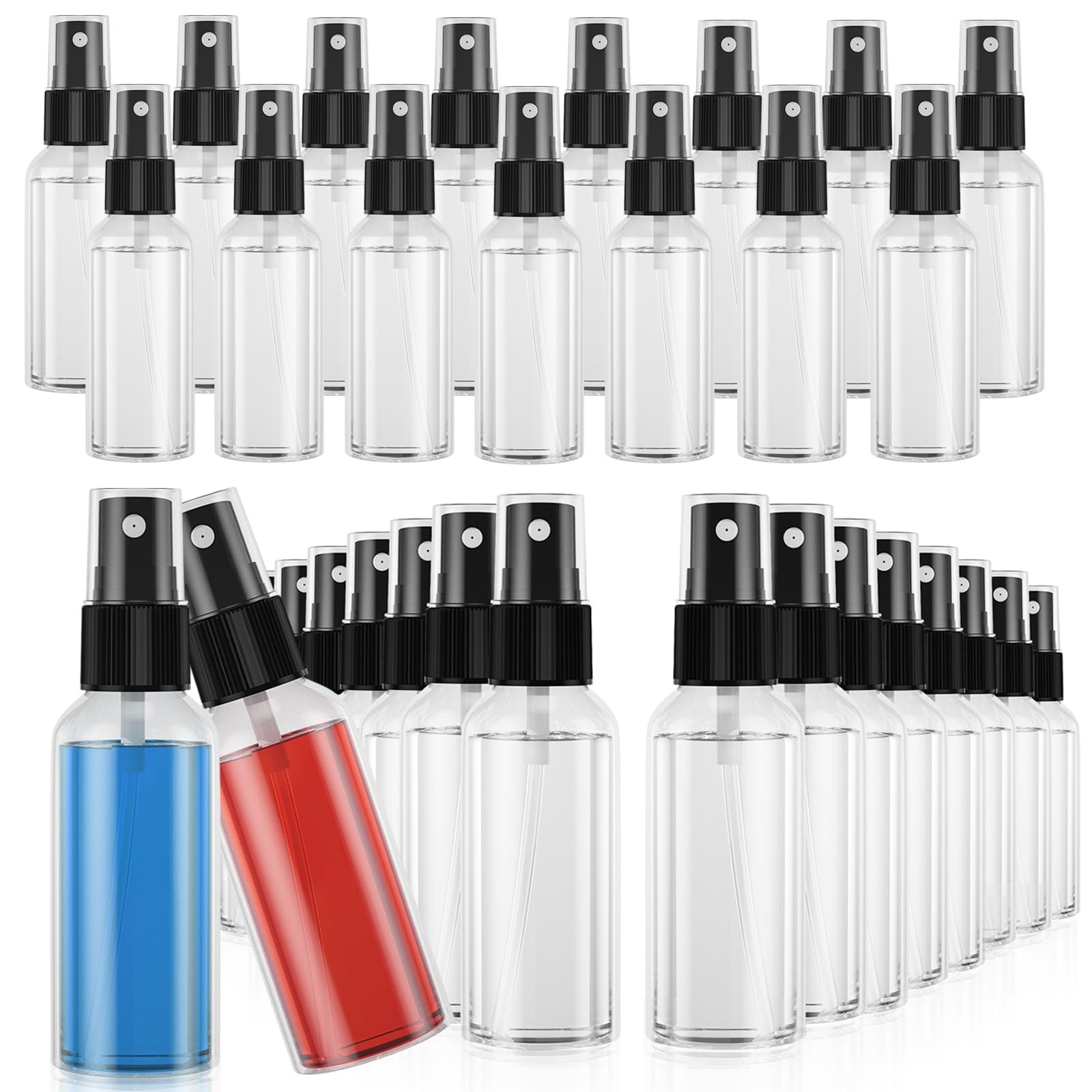 50PCS 3.4oz Clear Travel Spray Bottles – Refillable Fine Mist for Skin, Hair, Pl