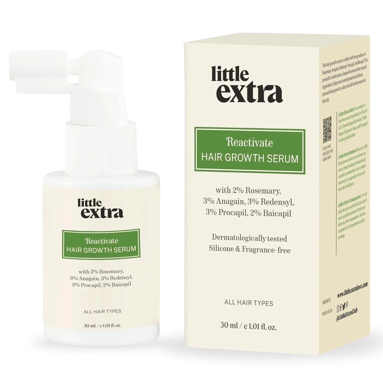 Little Extra Reactivate Hair Growth Serum with 2% Rosemary 30ml Bottle
