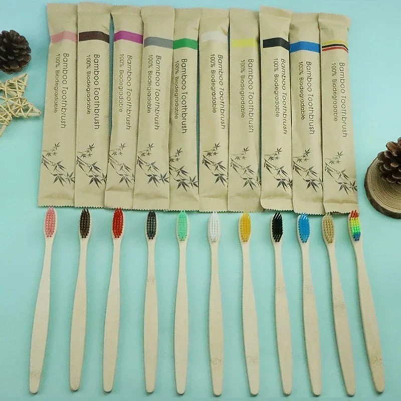 10PCS Eco-Friendly Bamboo Toothbrush Set – Soft Charcoal Bristles Oral Care Pack