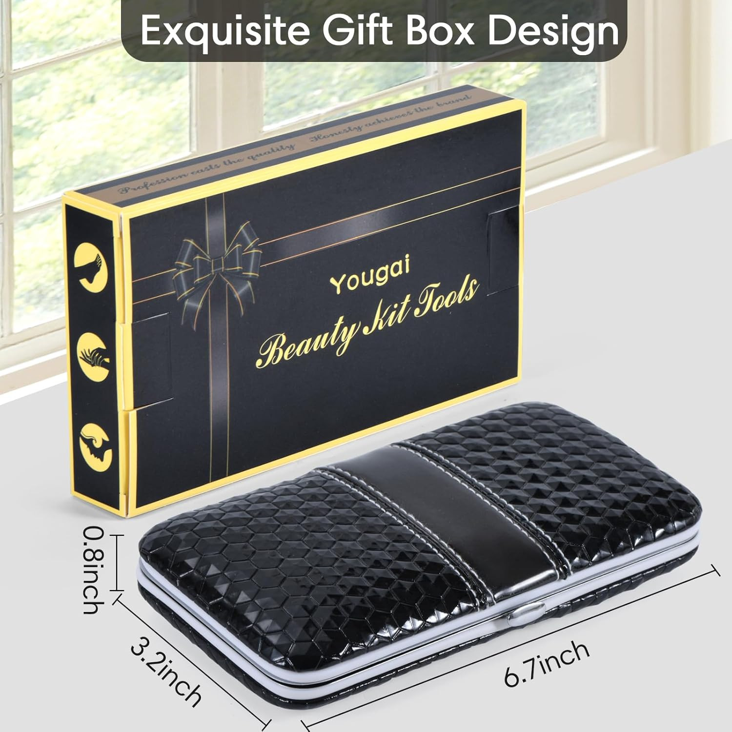 Manicure Set 18Pcs Stainless Steel Nail Clippers Set with Case Black | Professio