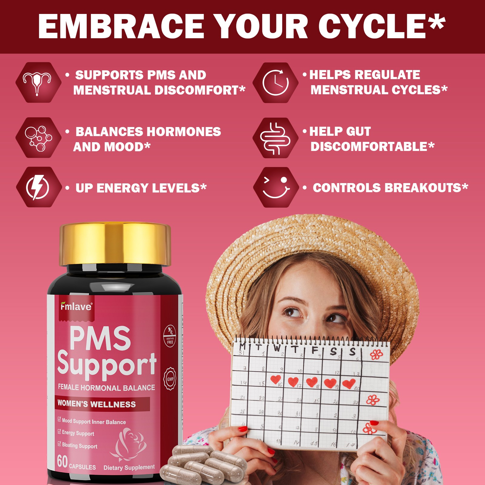 2pc Hormone Balance for Women of All Ages – PMS Support Supplement 120 capsules