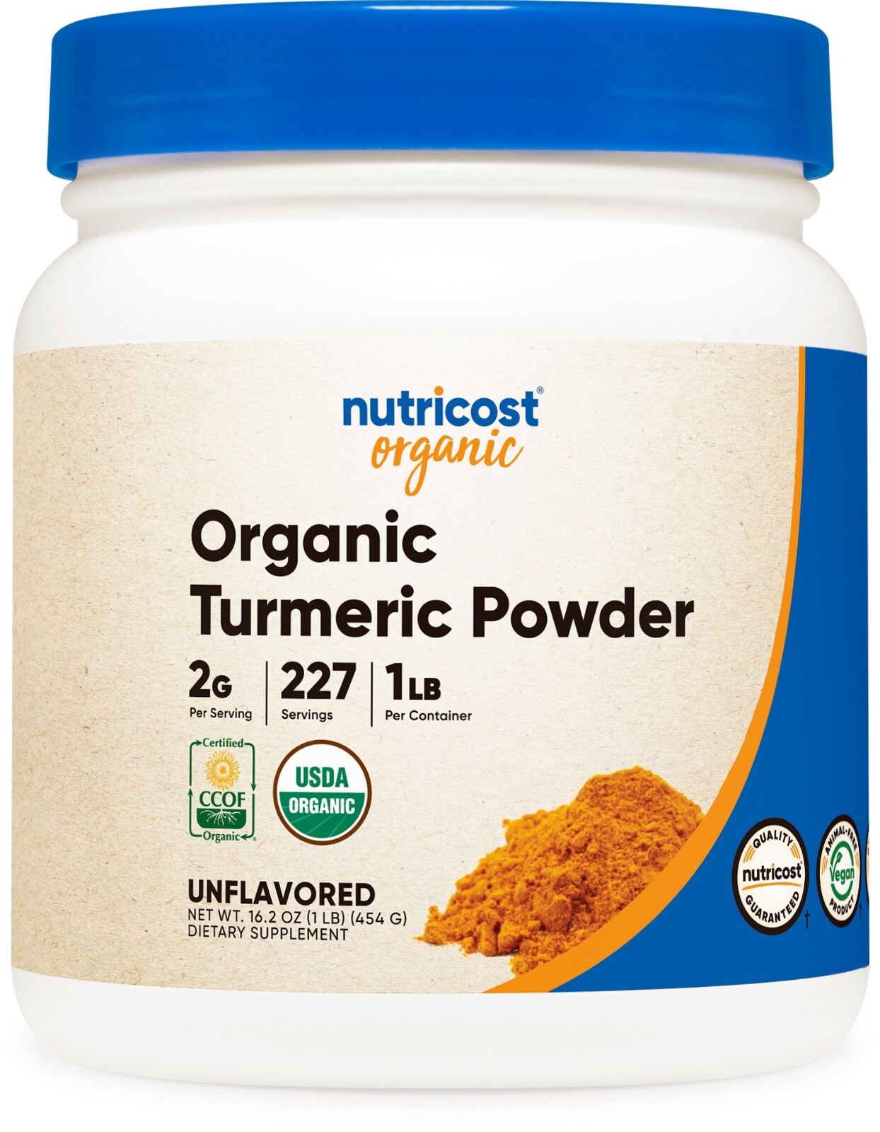 Nutricost Organic Turmeric Powder 1 LB (16oz) – Food Grade, Gluten Free, Non-GMO
