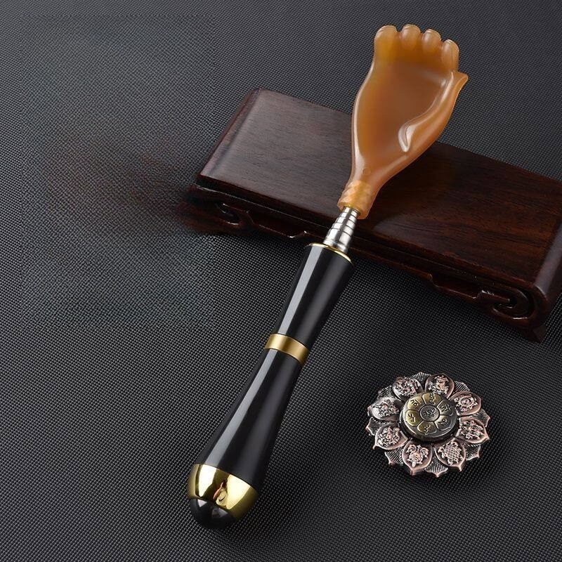 Telescopic Back Scratcher Stainless Steel Extendable Resin Head Body Massager