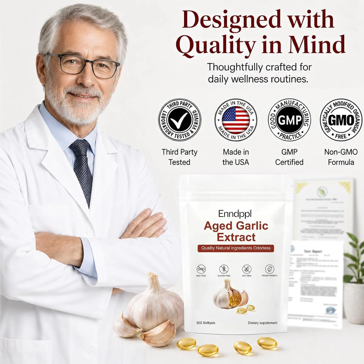 Aged Garlic Extract, Odorless Garlic Supplements, Heart & Immune Antioxidant