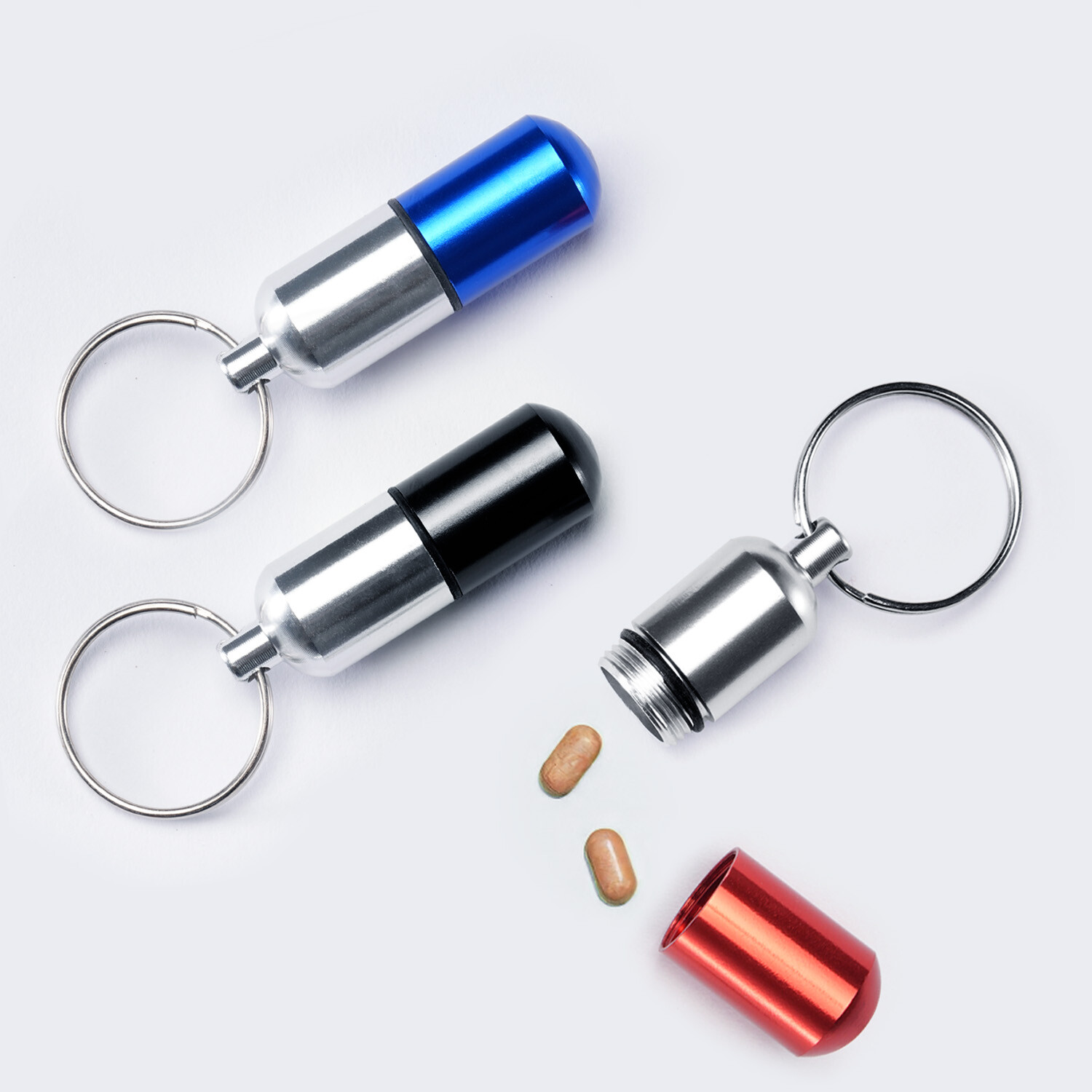 2x FDA Medicine Pill Capsule Bottle Drug Portable Container Holder Case Keychain