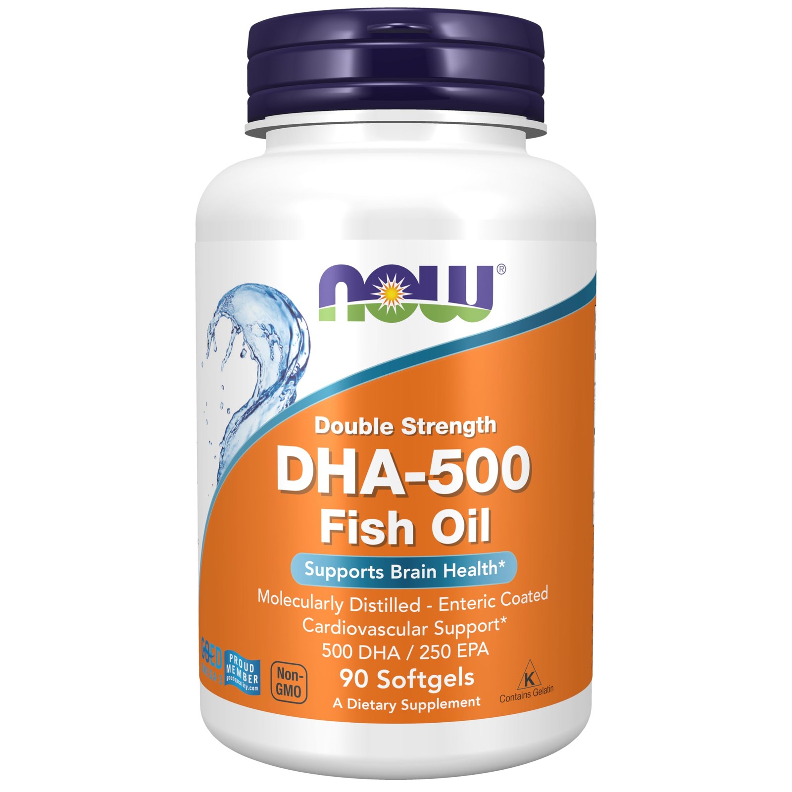 NOW Foods Supplements, DHA-500 with 250 EPA, 90 Count (Pack of 1), Amber