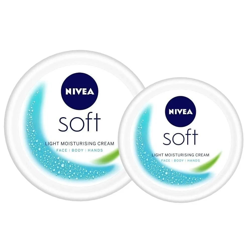 Nivea Soft Light Moisturizer For Face Hand & Body Instant Hydration, 300ml+100ml