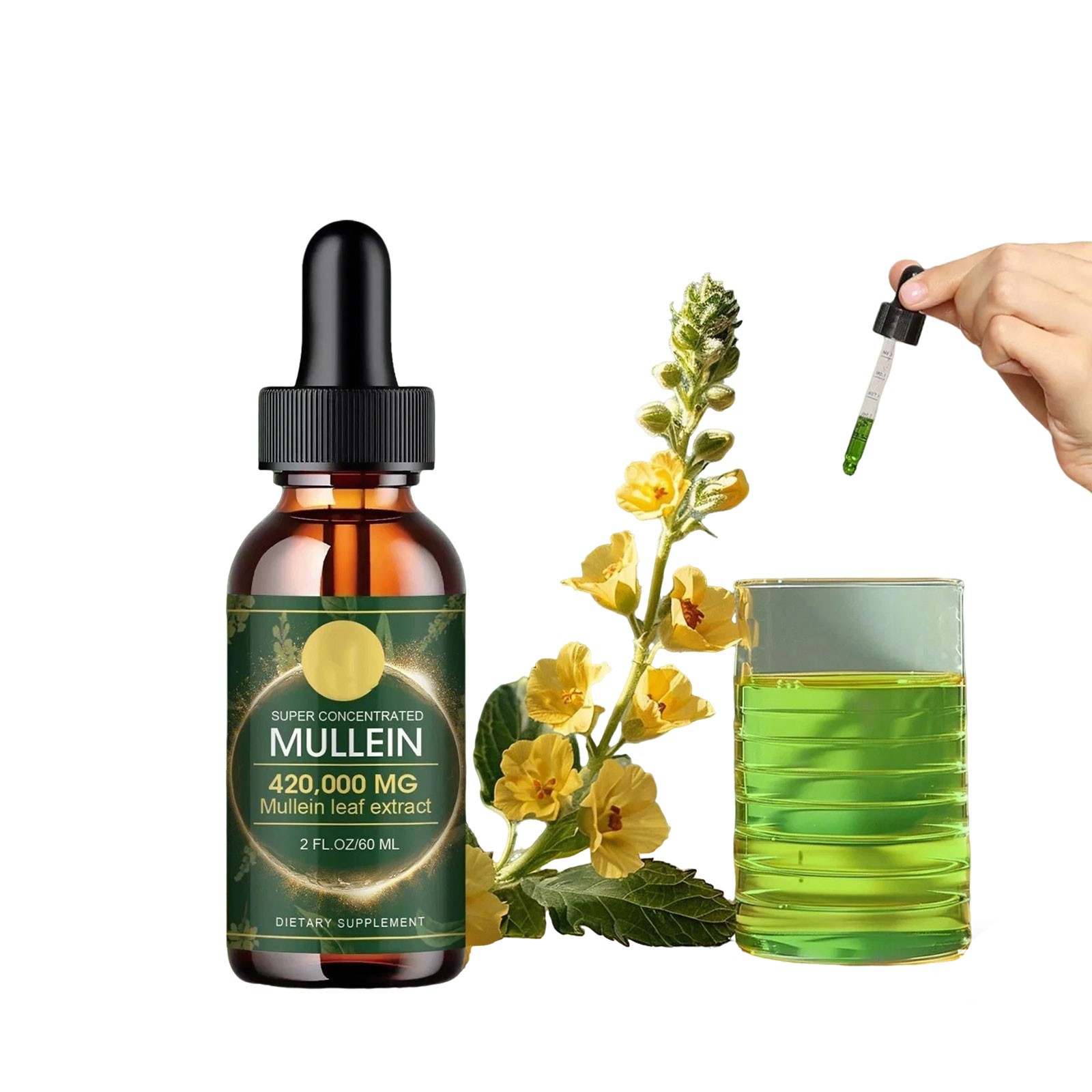 Mullein Leaf Extract Super Concentrated 420,000 MG 2 FL.OZ/60 ML Lung Cleanse G