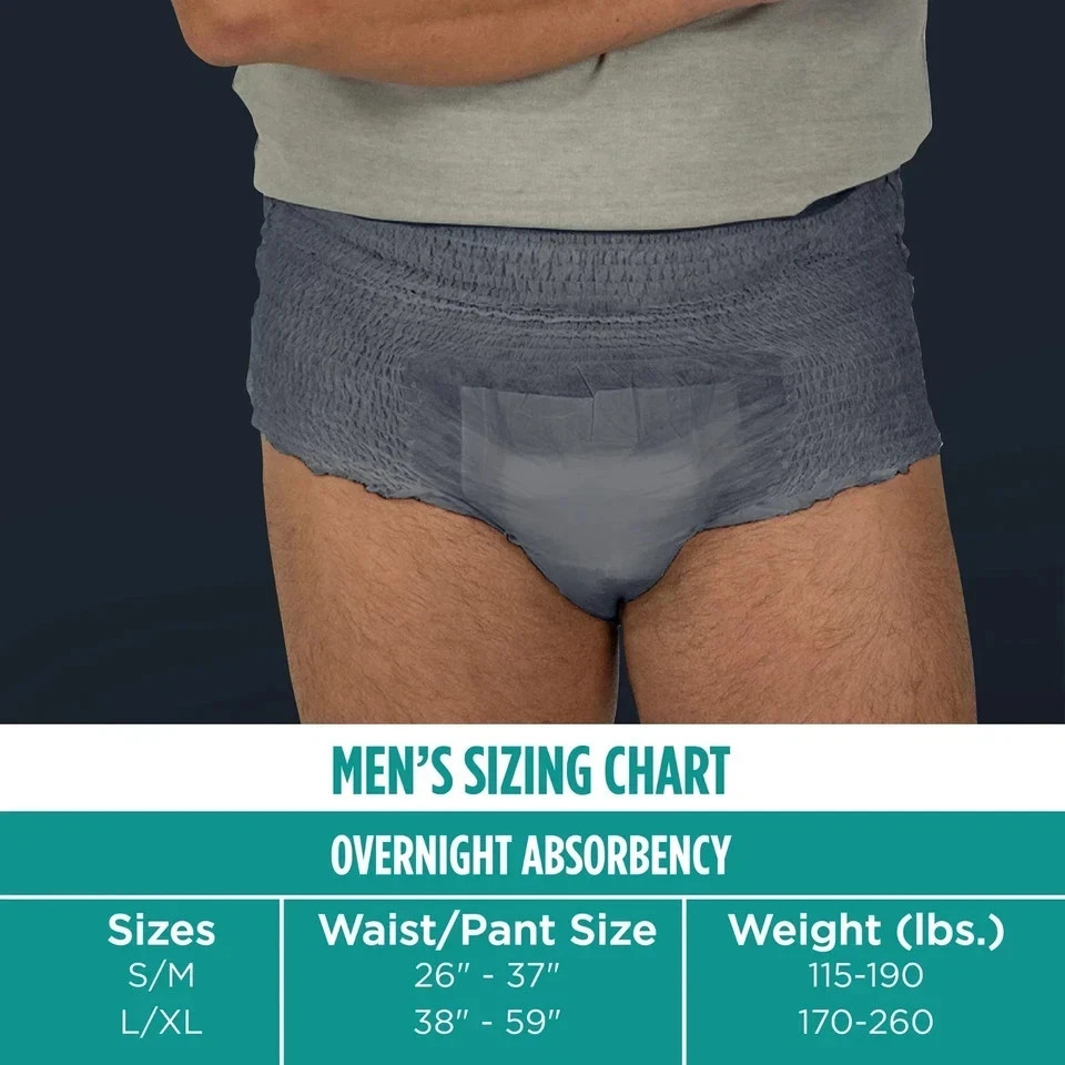 Assurance Incontinence Underwear For Men’s Adult Diaper, Overnight S/M 16 Count