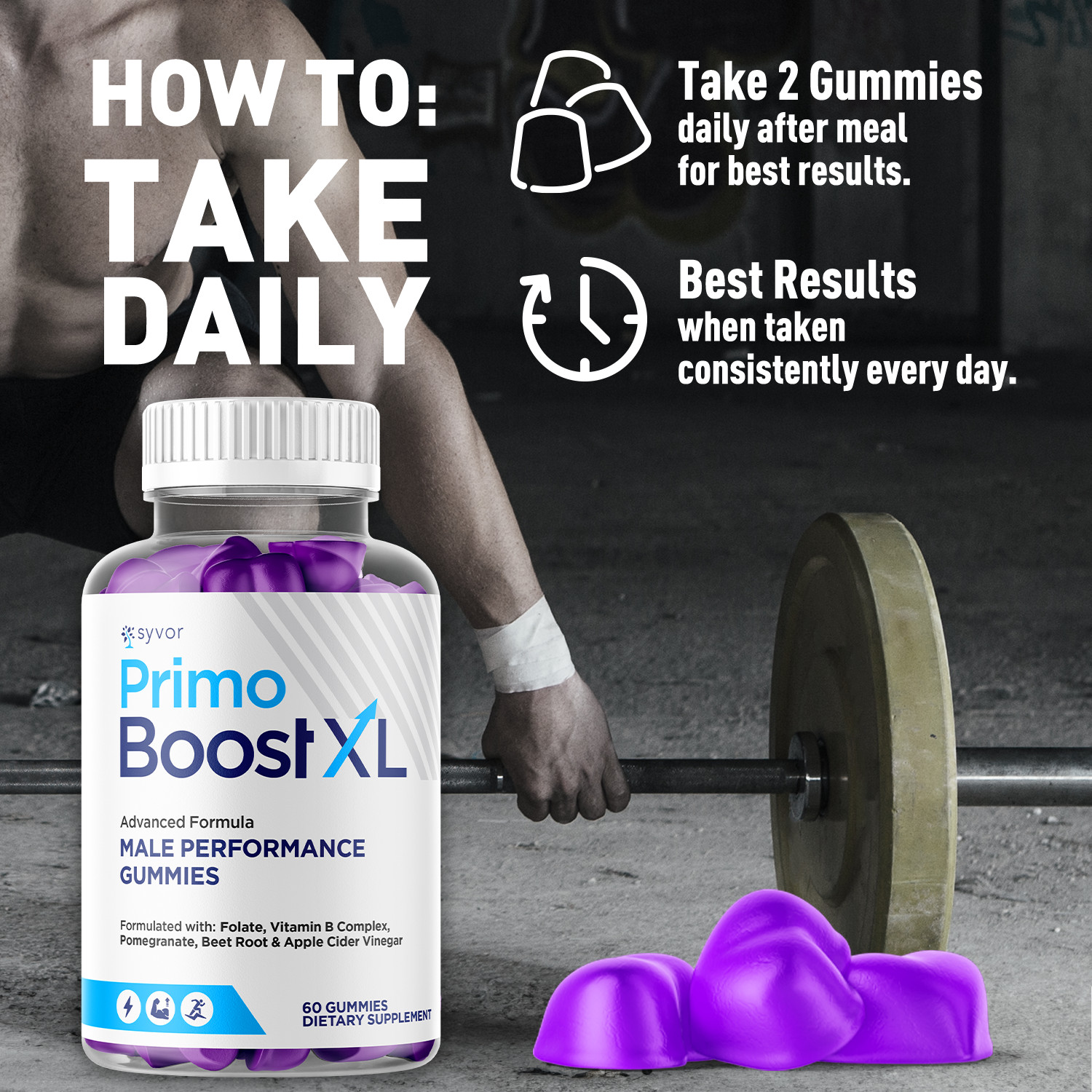 (1 Pack) Primo Boost XL Gummys Advanced Formula PrimoBoost XL Male 60 Gummies