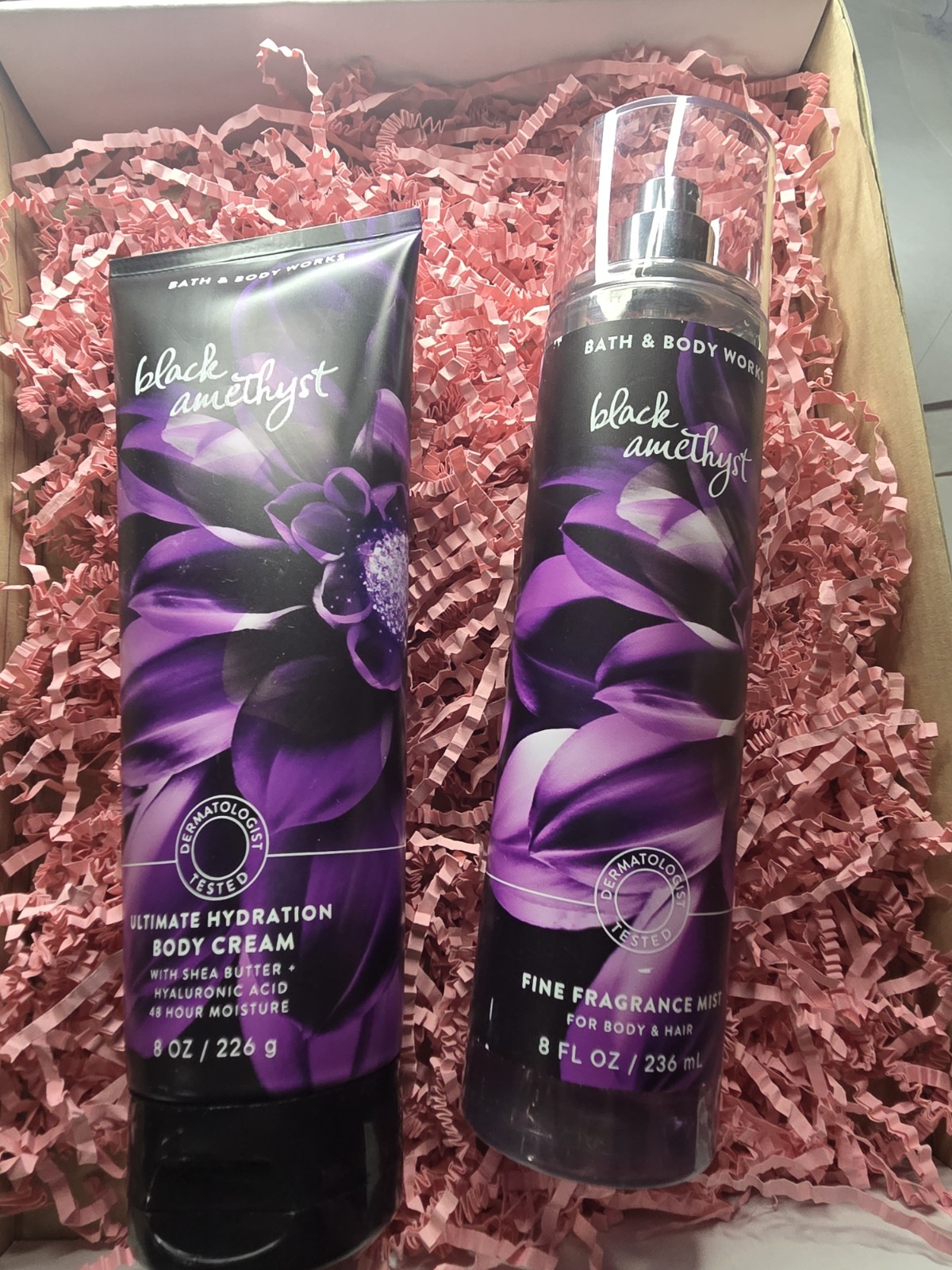 Bath & Body Works Black Amethyst Mist & Hydrating Body Cream Set 8 oz