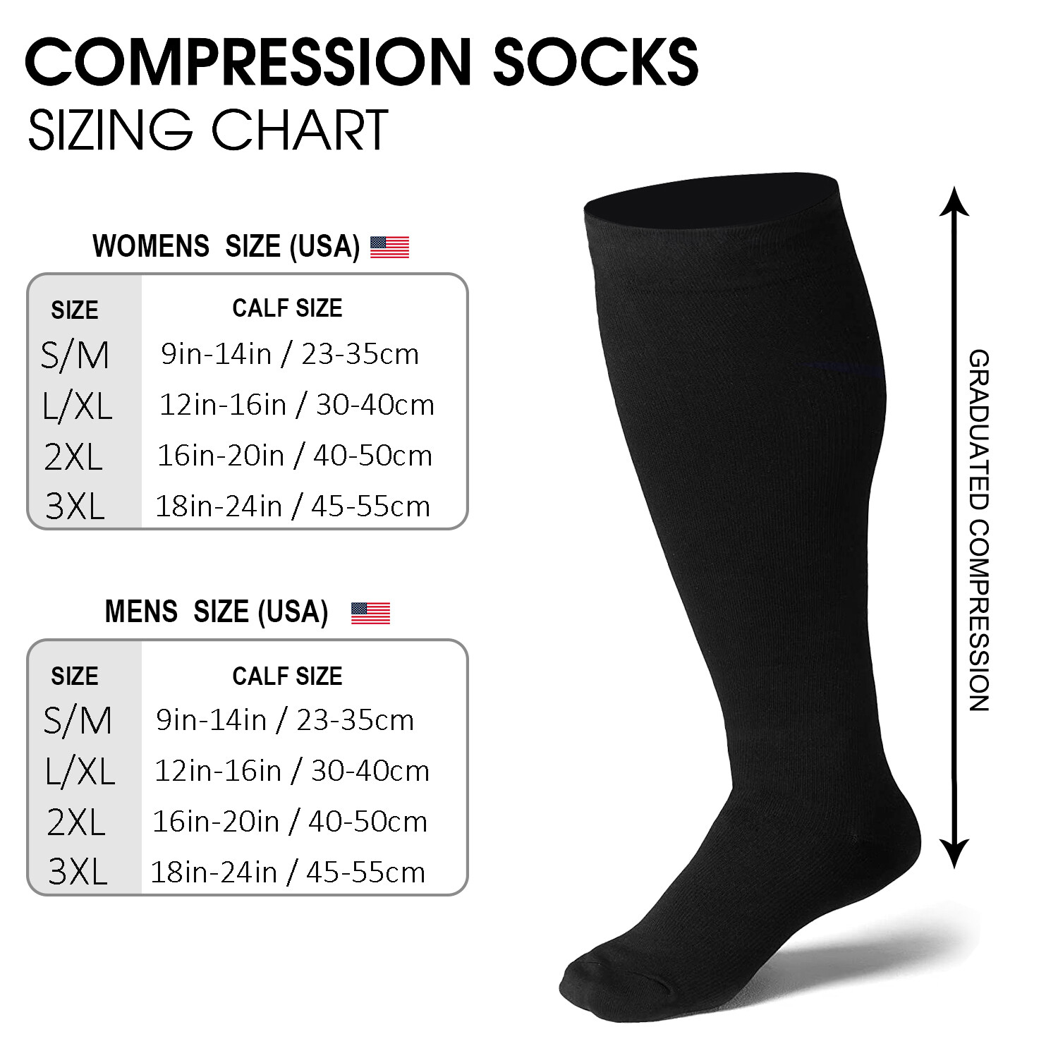 3XL XXL Wide Calf Compression Socks 15-20mmHg for Fatigue, Pain, Leg Swelling
