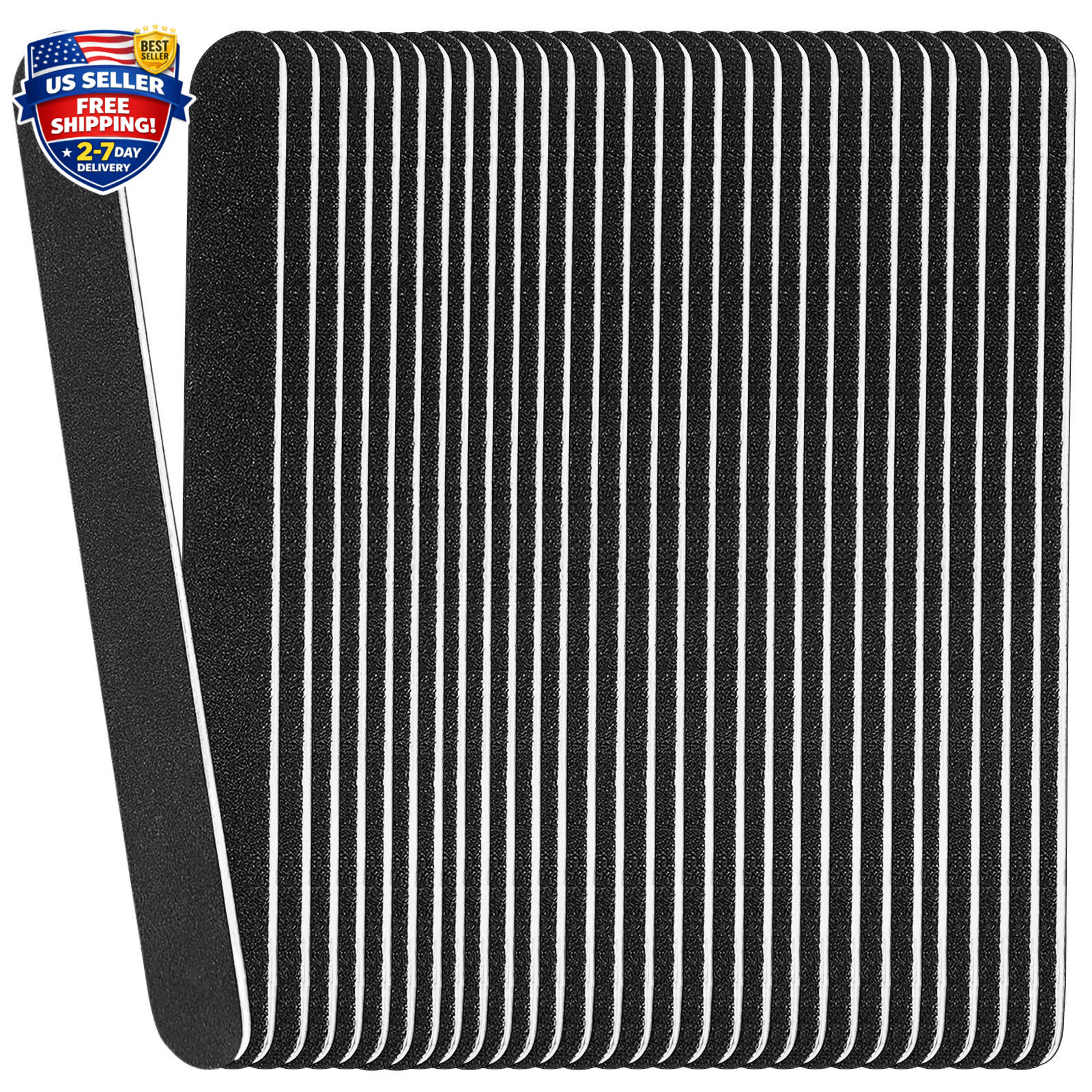 24 Pack 100/180 Grit Nail Files Black Professional Emery Boards Nail