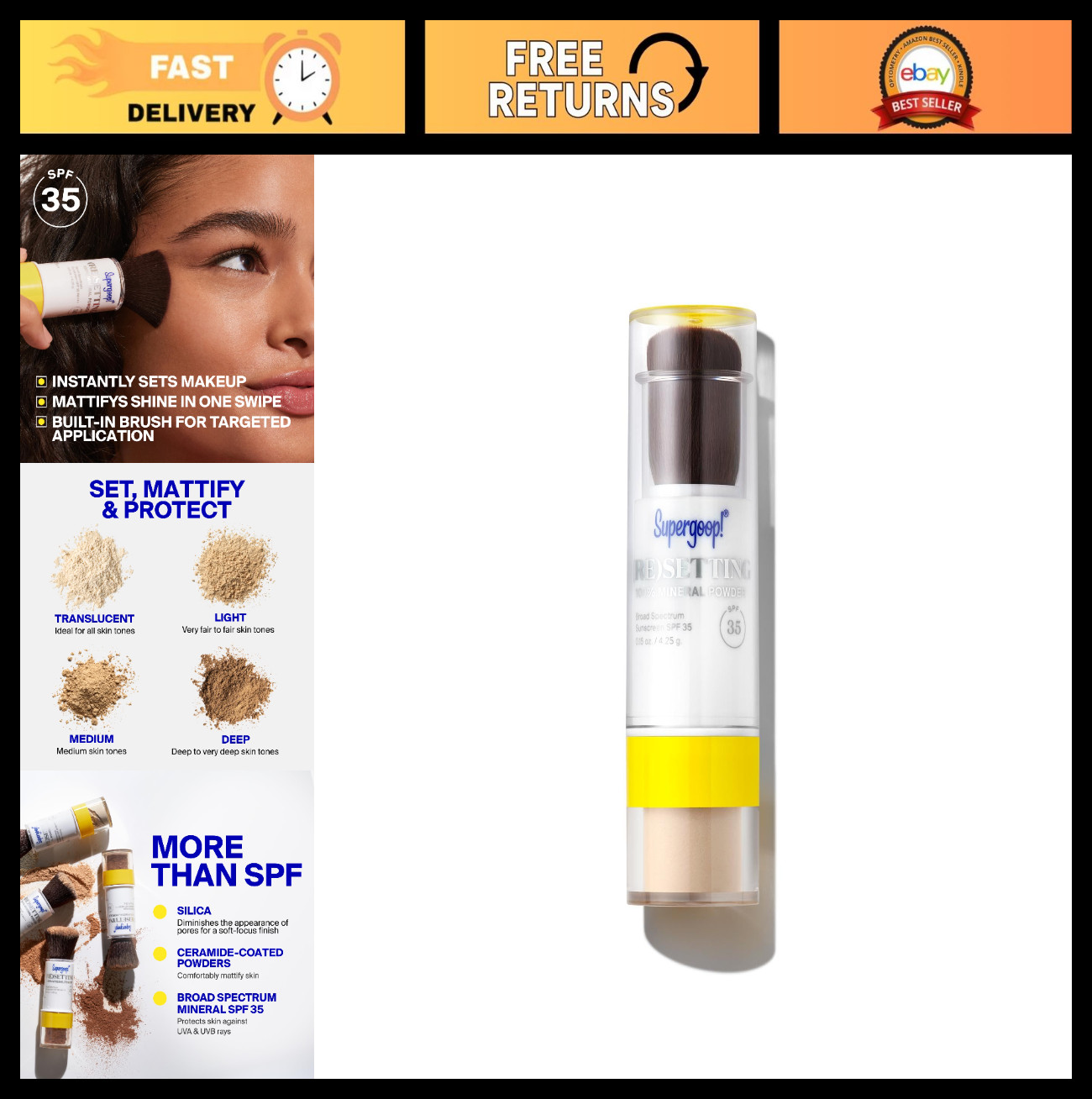 Matte Finish Face Powder SPF 35 – Broad Spectrum Mineral Sunscreen, Shine Contro