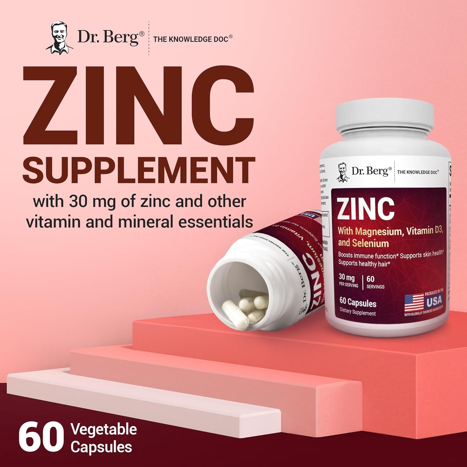 Dr. Berg Zinc 30mg Enhanced with Magnesium, Vitamin D3, Selenium, & Copper – Zin