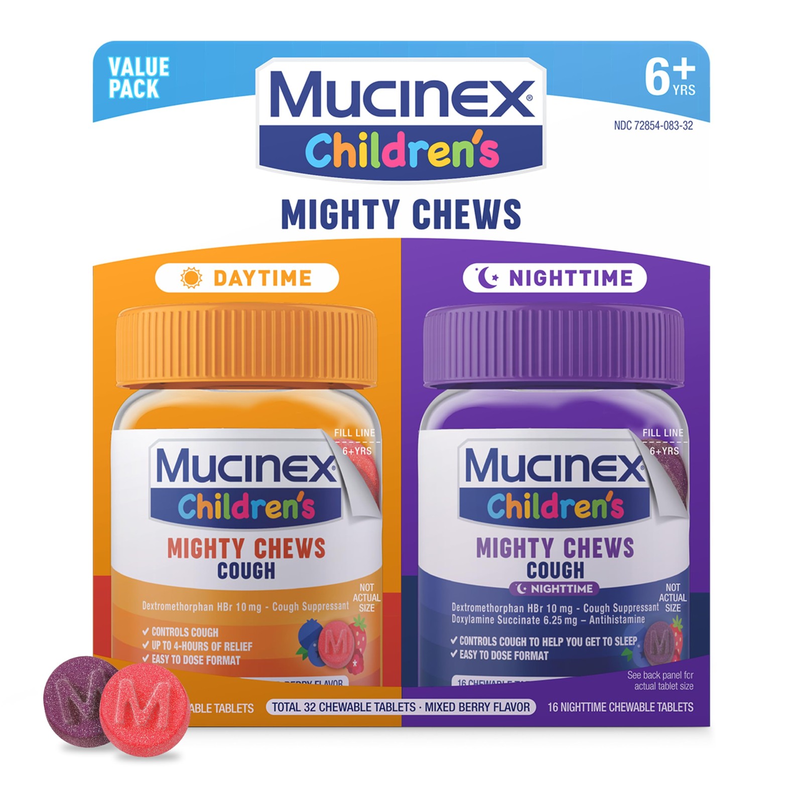 Mucinex Childrens Mighty Chews Kids Cough Medicine Daytime And Nighttime Value