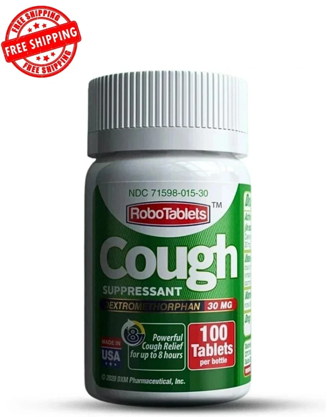 RoboTabs Cough Suppressant Dextromethorphan 30mg 100 Tablets