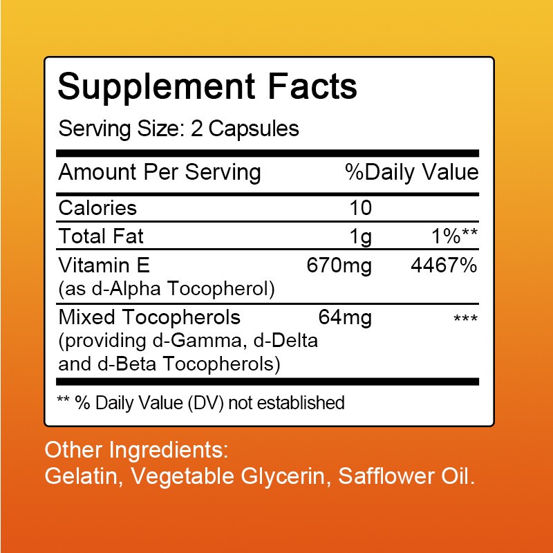 Vitamin E 1000 Iu Capsules 670mg – Supports Skin, Hair, Immune and Eye Health