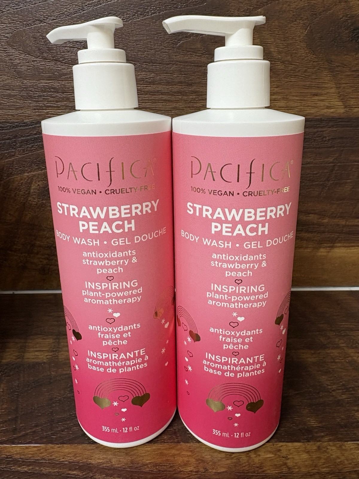 Pacifica Strawberry Peach Body Wash 12 Oz x2