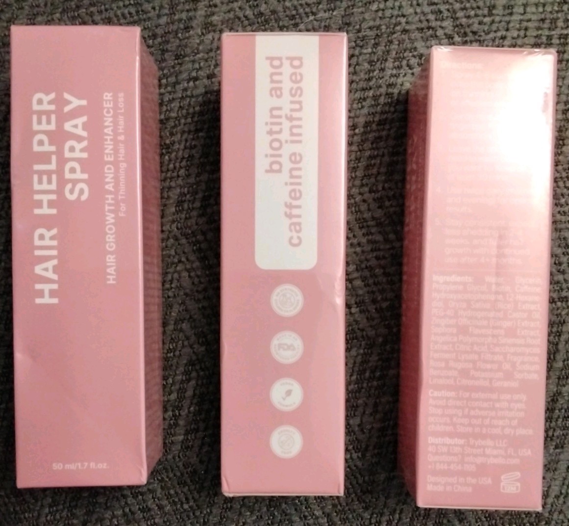 Trybello Hair Helper Spray Lot of 3 Hair Growth Biotin Caffeine 1.7oz ea New