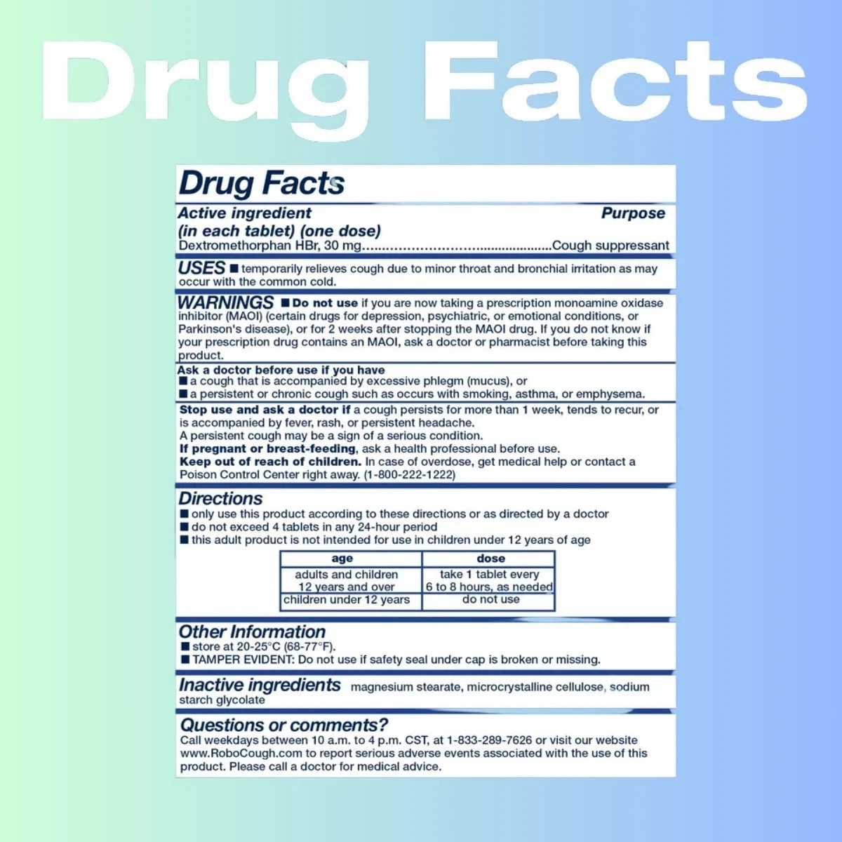 HBr Cough Suppressant 100 Tablets 30mg Dextromethorphan hbr