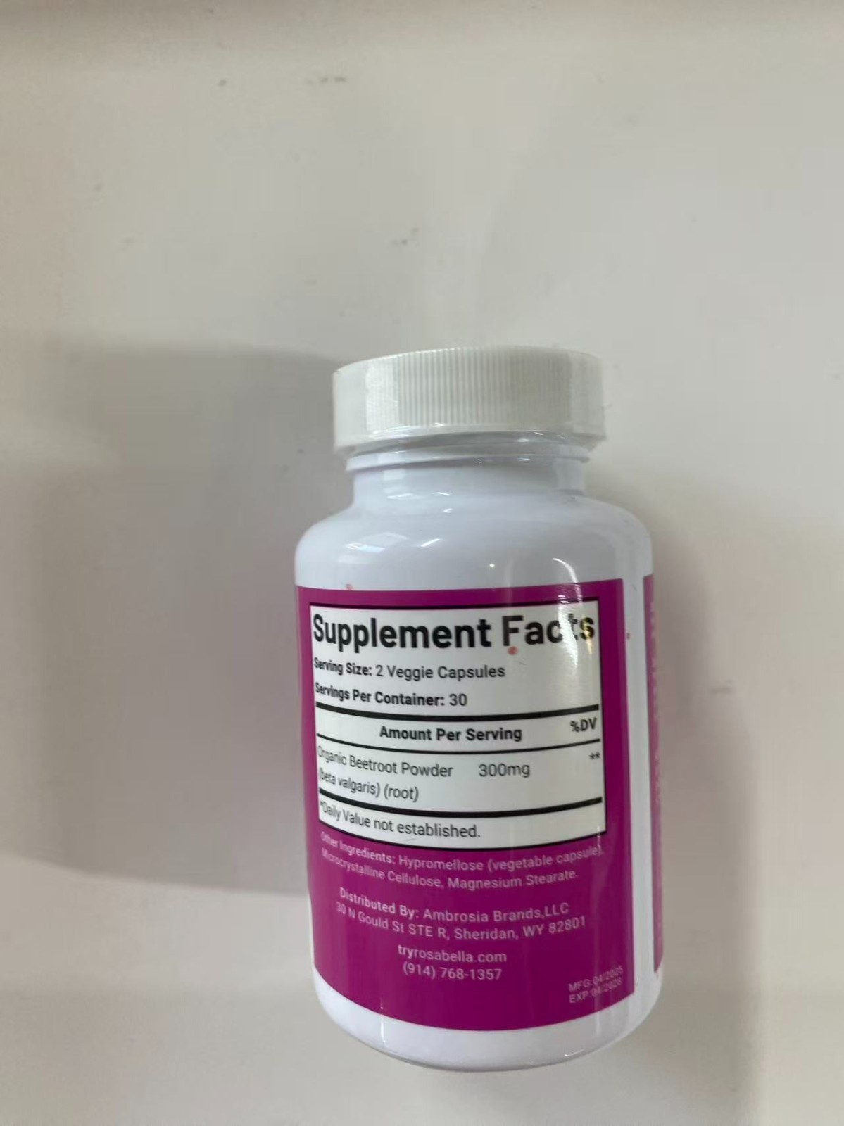 3PCS+Rosabella Organic Beet Root 60 Capsules Natural Energy Boost Blood Pressure