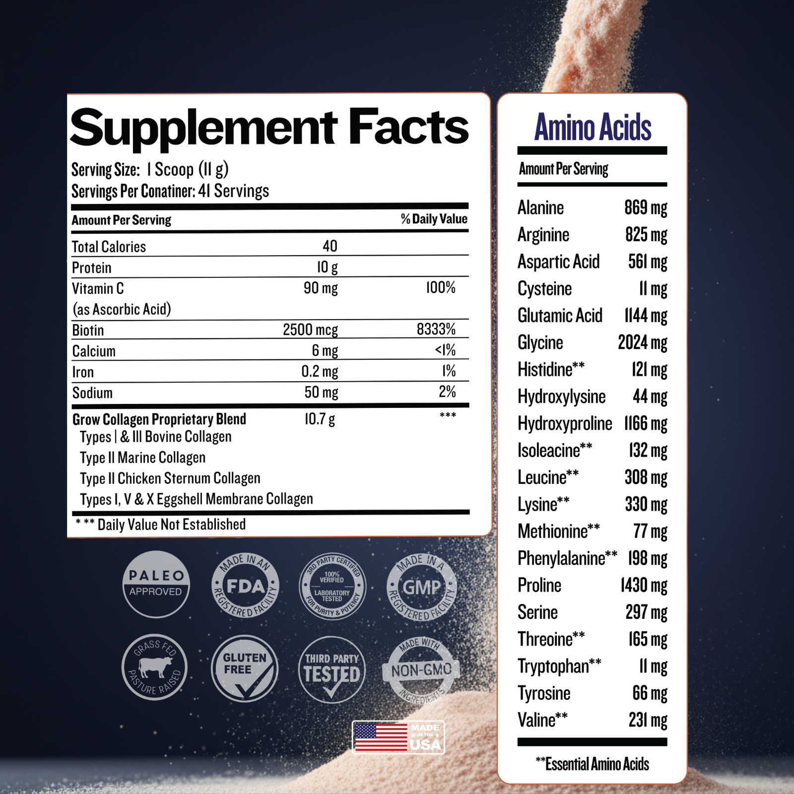 Grow Vitamin Beyond Collagen Multi Collagen Powder for Women – (41 Servings)