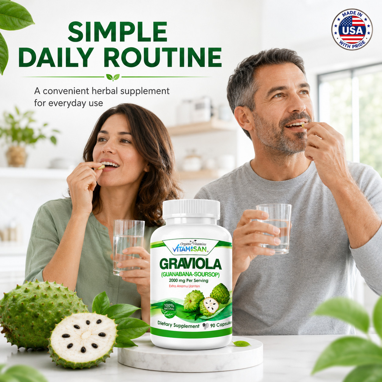 Soursop GRAVIOLA EXTRACT 2000 mg 45days Guanabana Annona Antioxidant 90 capsules