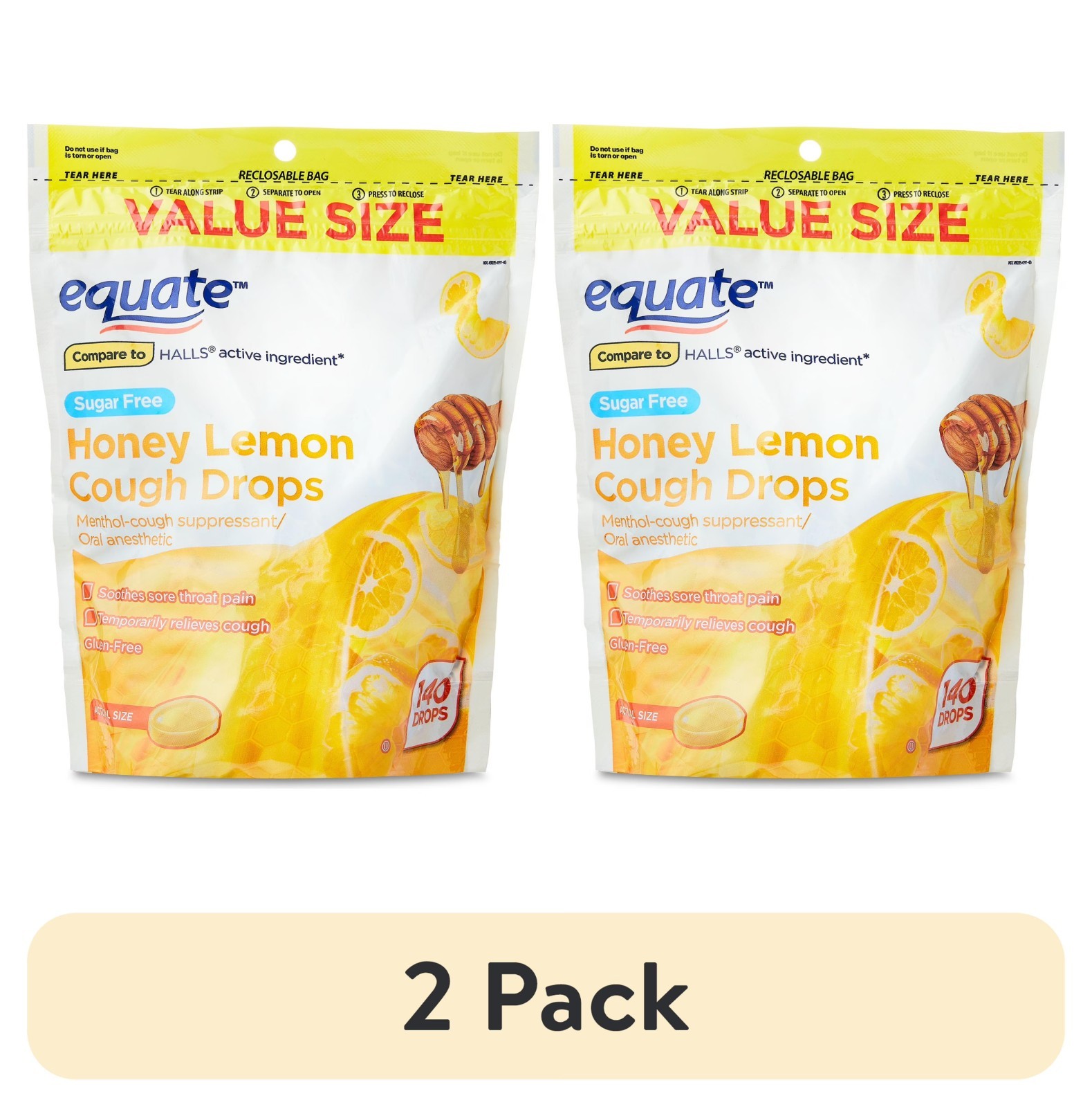 2 pack Equate Sugar Free Sore Throat and Cough Relief Menthol 280 CT