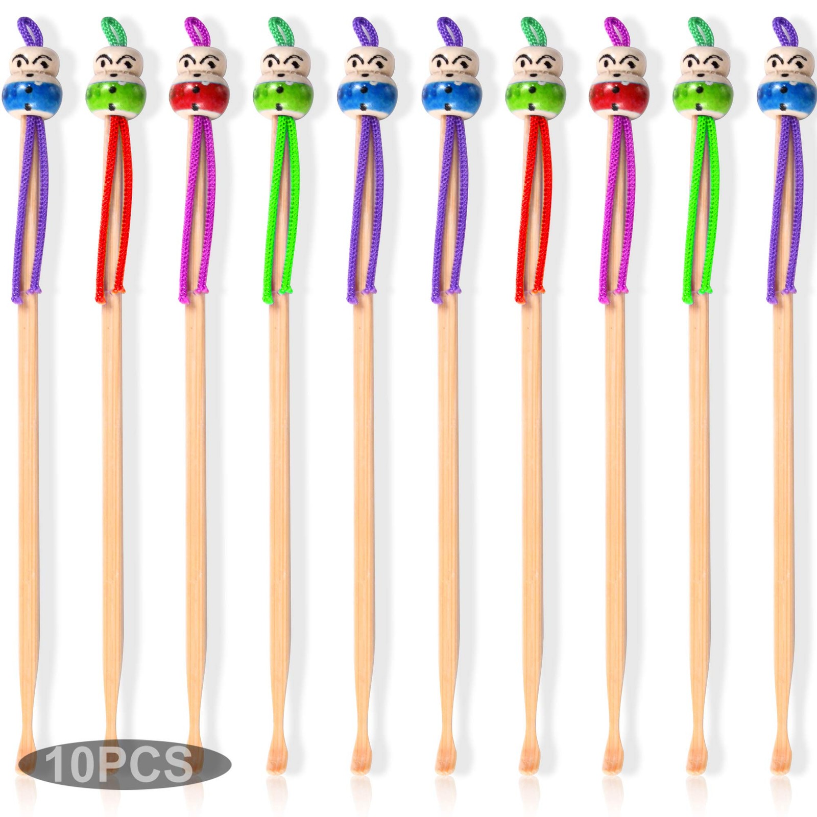 10pcs Bamboo Ear Pick Cleaner Earwax 10 Count (Pack of 1), multicolor