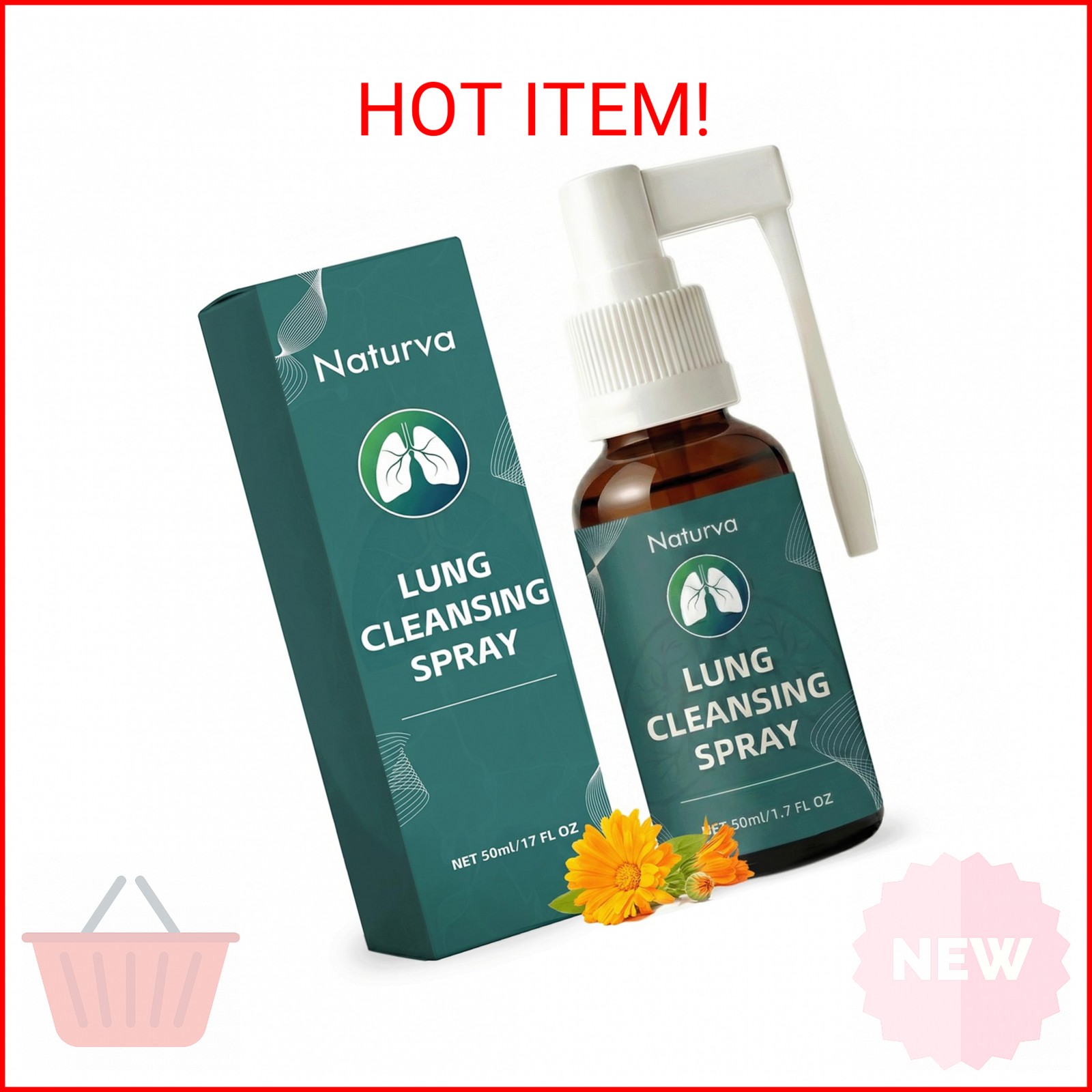Naturva Lung Cleansing Spray,Calendula Leaf Extract Spray Herbal Lung Cleanse Sp