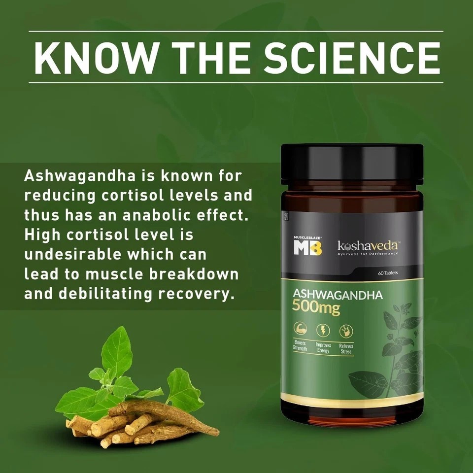 MuscleBlaze Koshaveda Ashwagandha 500mg (60 Tablets) with KSM-66