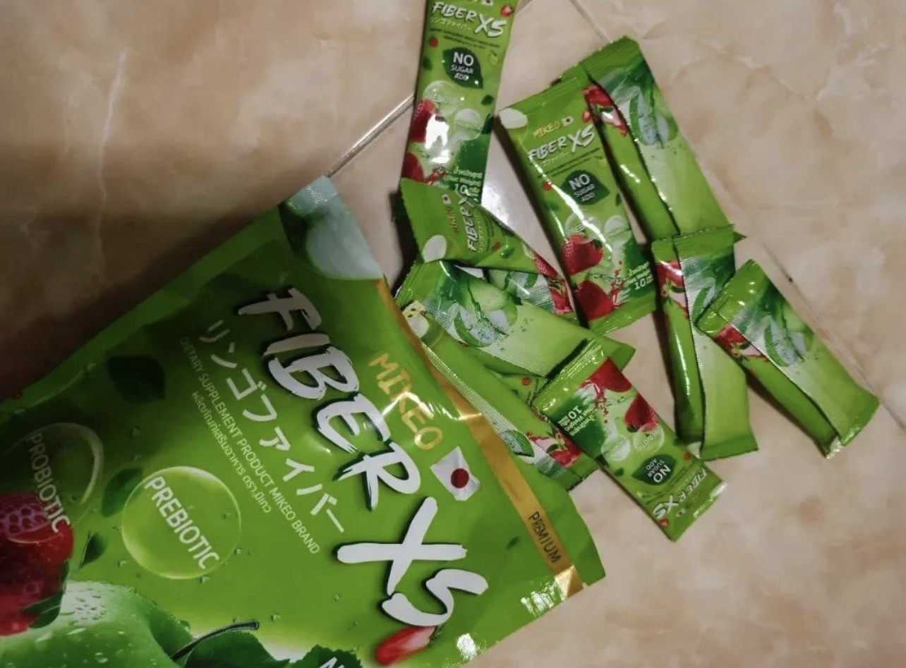 MIKEO Fiber XS Green Apple Detox Drink 30 Sachets Prebiotic Probiotic Sugar Free