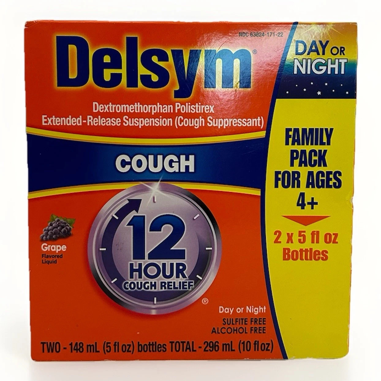 2 x 5 fl oz Delsym 12 Hour Cough Relief Bottles Grape Flavor: Exp. 2027