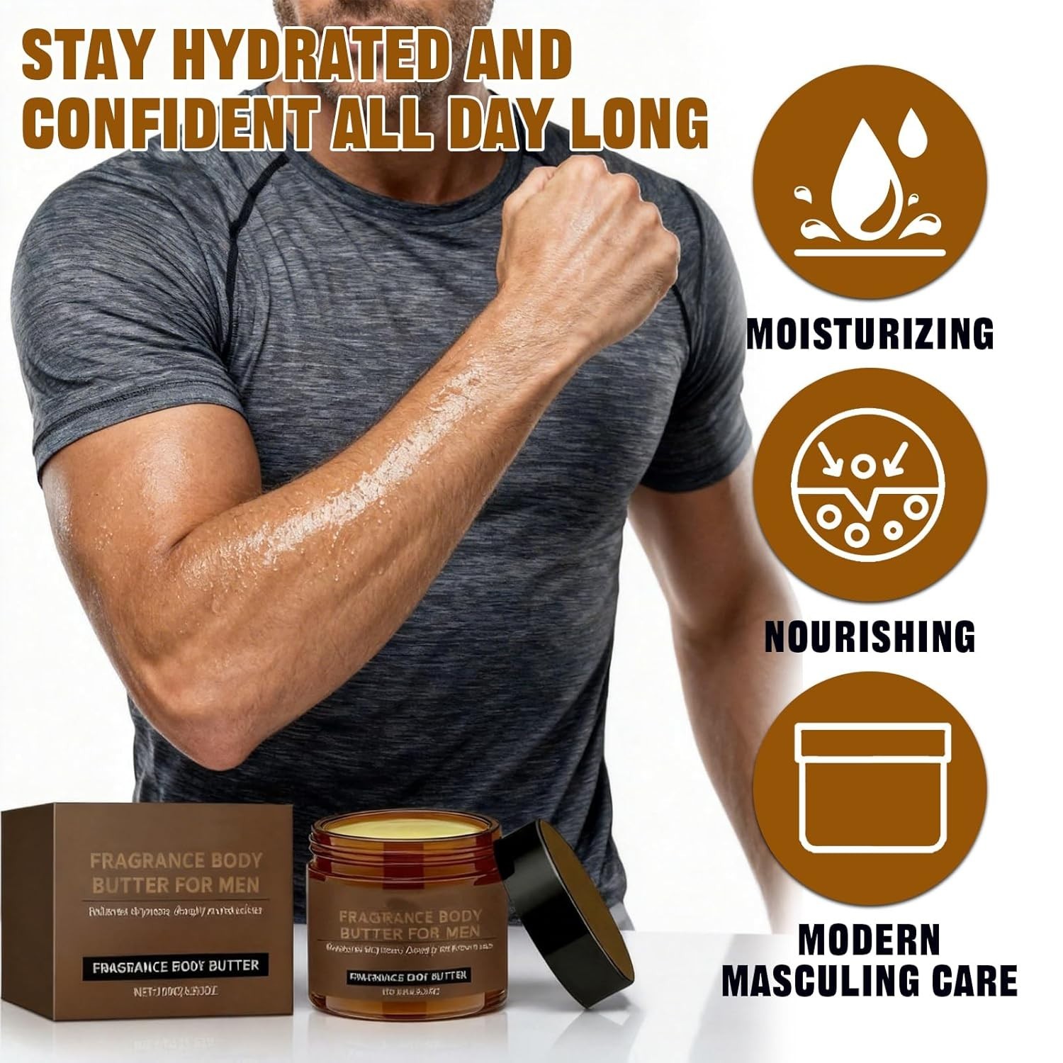2PCS Pheromone Body Butter for Men, Body Skin Cream with Shea Butter