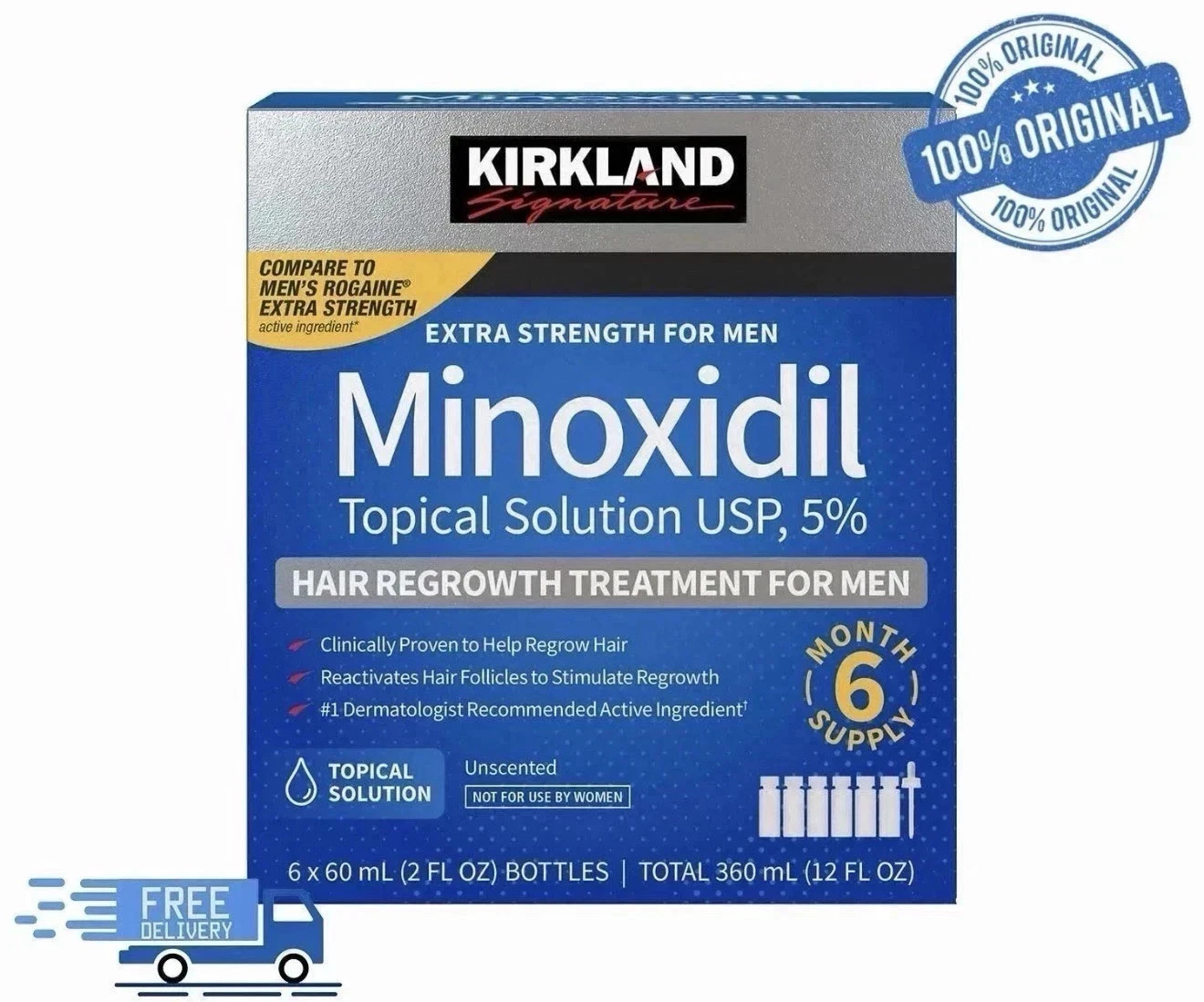 Kirkland Minoxidil 5% Extra Strength Men 6 Month Supply Hair Regrowth