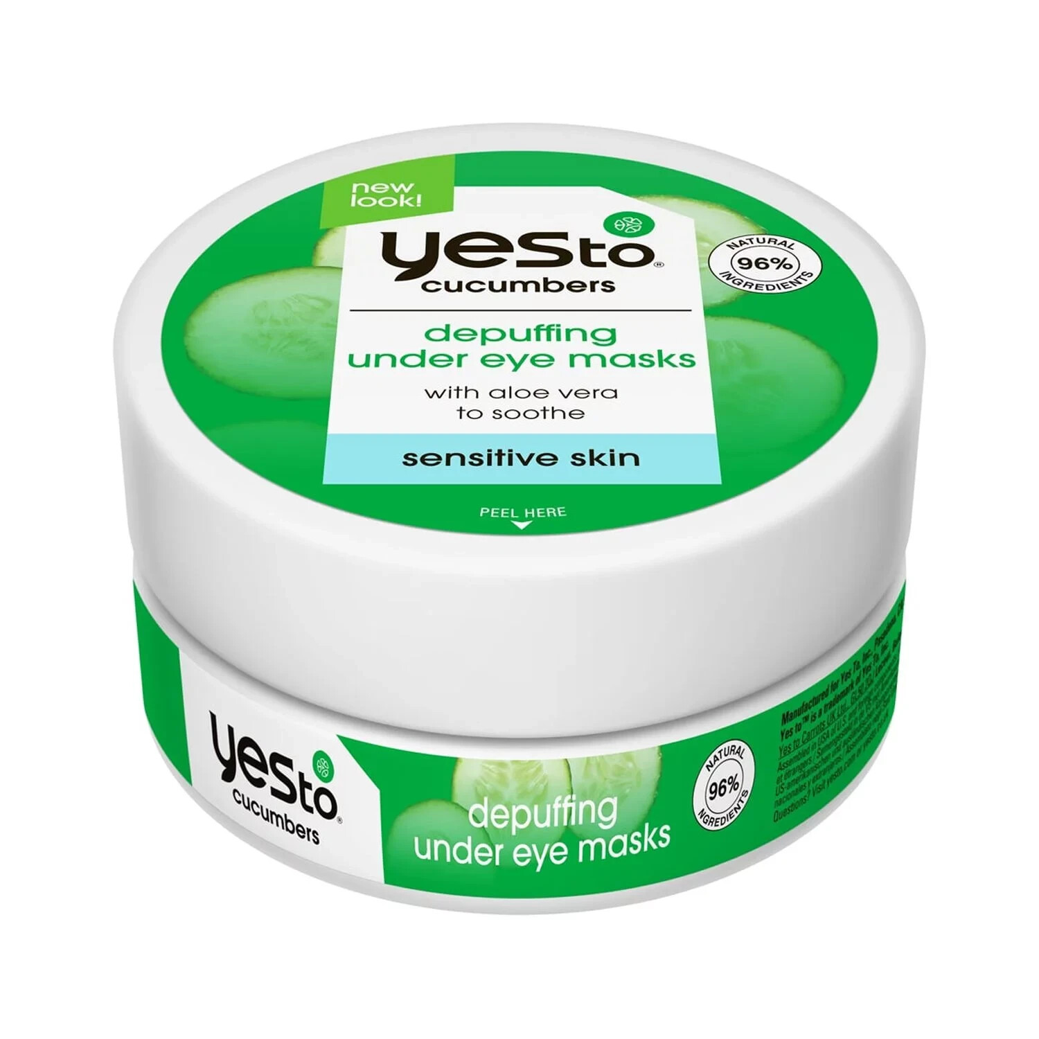 Yes To Cucumber Depuffing Undereye Masks, Soothing for Sensitive Skin, 8 Pairs