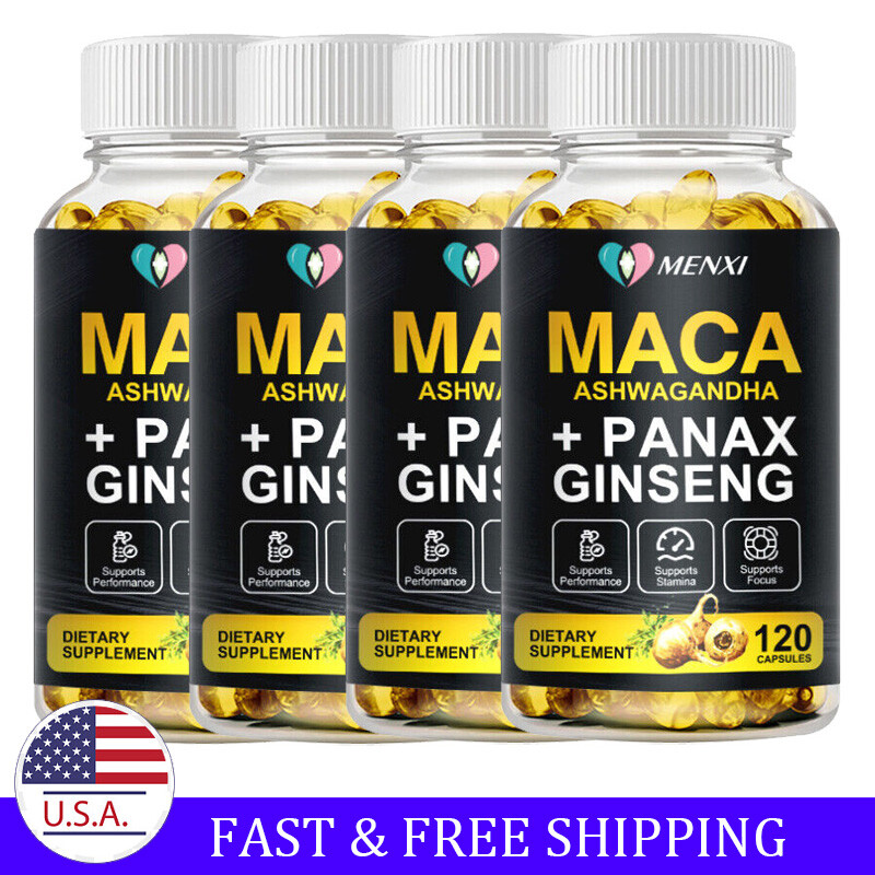 Organic Maca Root + Panax Ginseng 11400mg, Peruvian Maca Extract for Men & Women